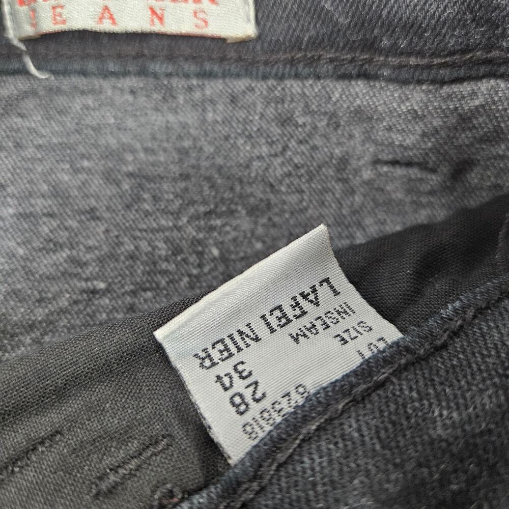 Y2k Euro Flared Jeans Embroidered Black Denim - Size 28 - Picture 4 of 7